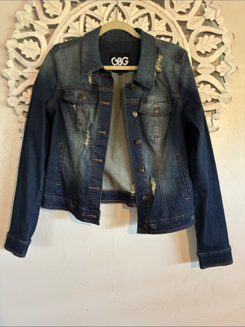 GBG Los Angeles Distressed Blue Denim Jacket